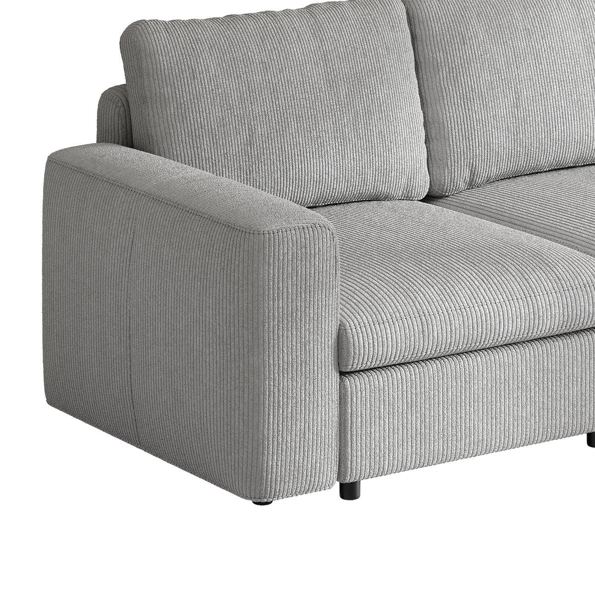 L-Shaped Modular Sofa in Dove Grey Corduroy - 29.5" W x 27.5" D Per Seat