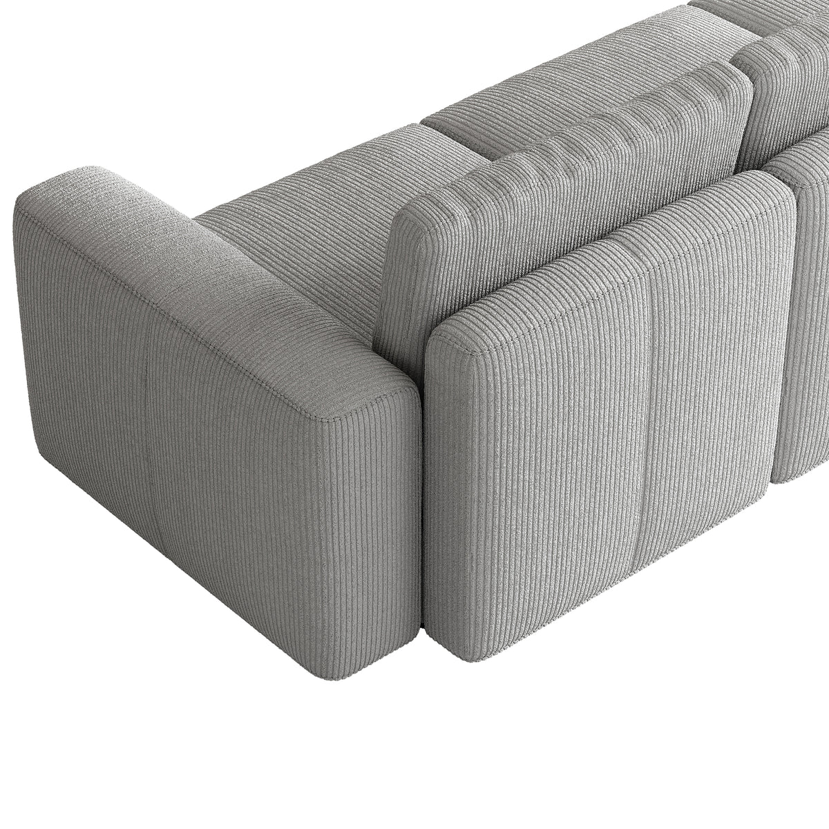 L-Shaped Modular Sofa in Dove Grey Corduroy - 29.5" W x 27.5" D Per Seat
