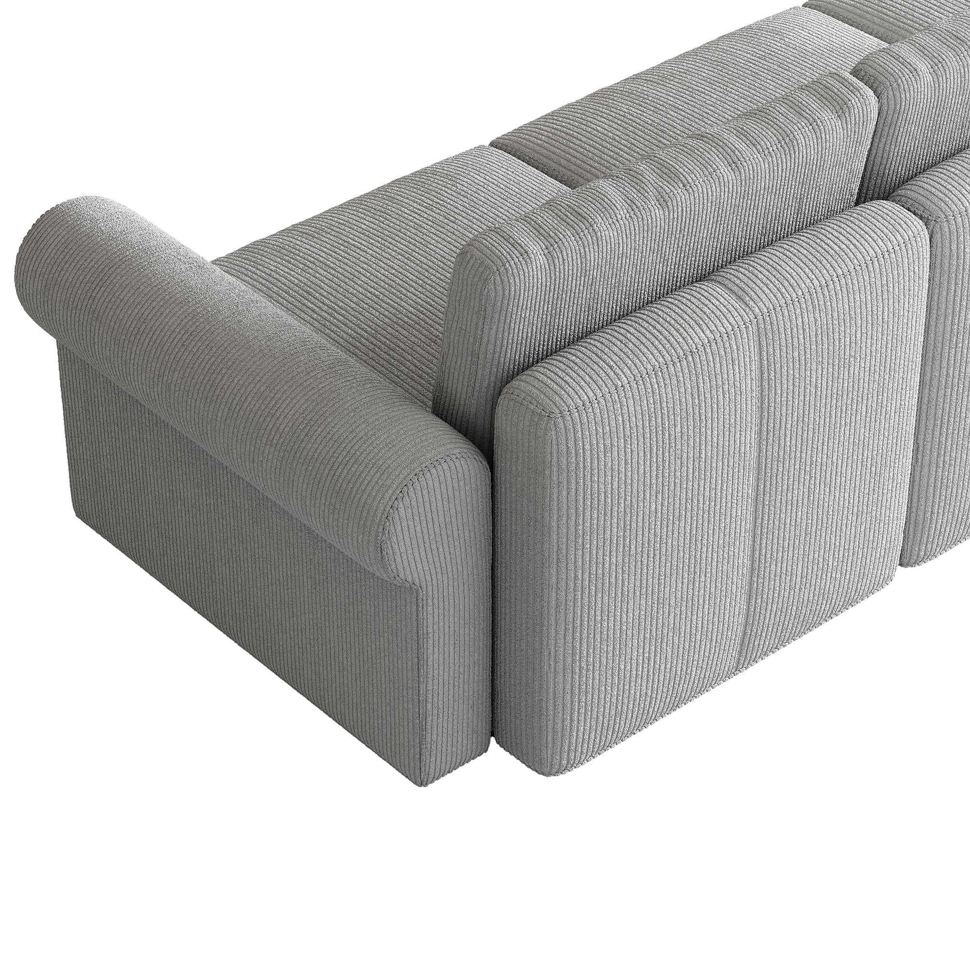 2-Seater Dove Grey Corduroy Modular Sofa with Deep Seat