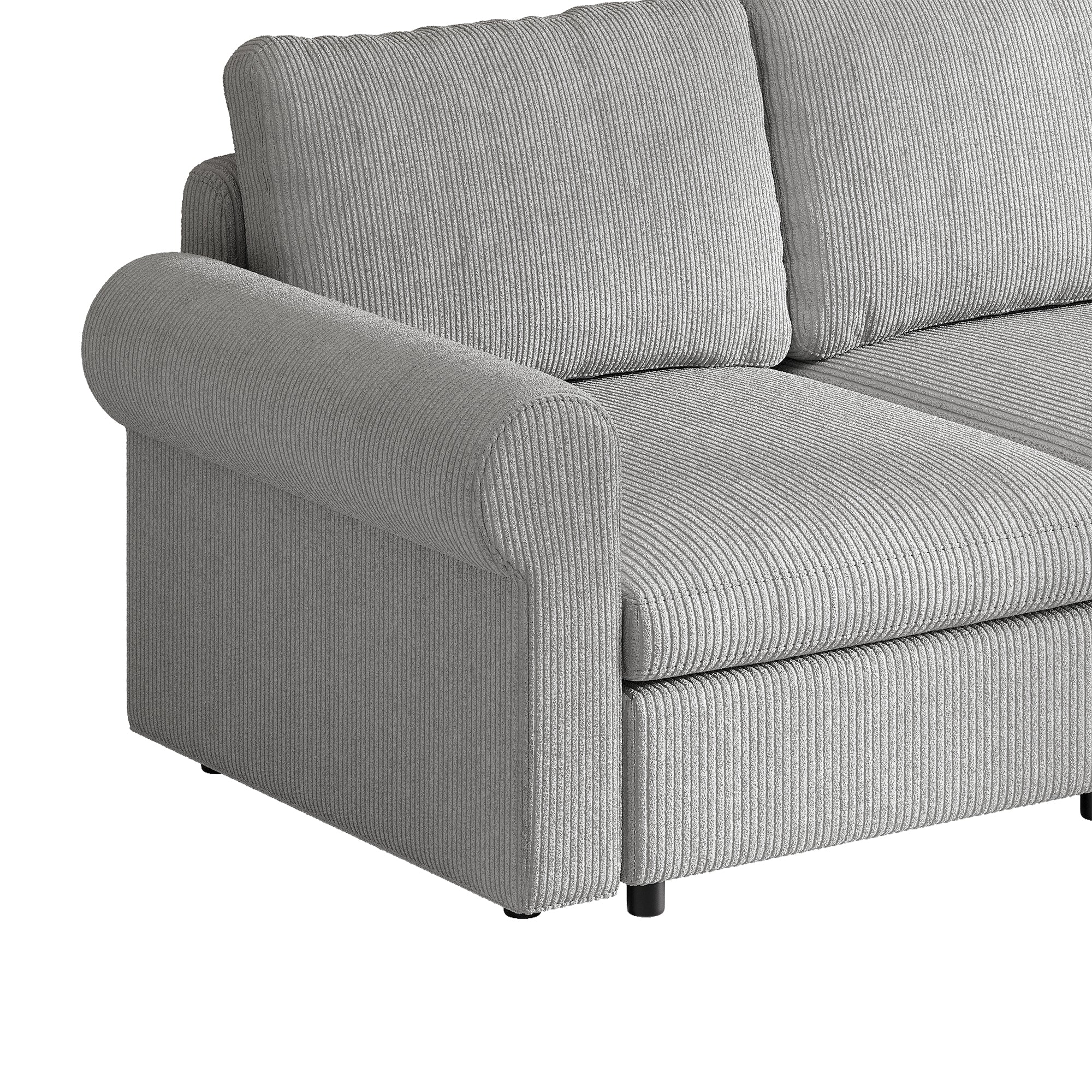 3-Seater Dove Grey Corduroy Modular Sofa with Deep Seat