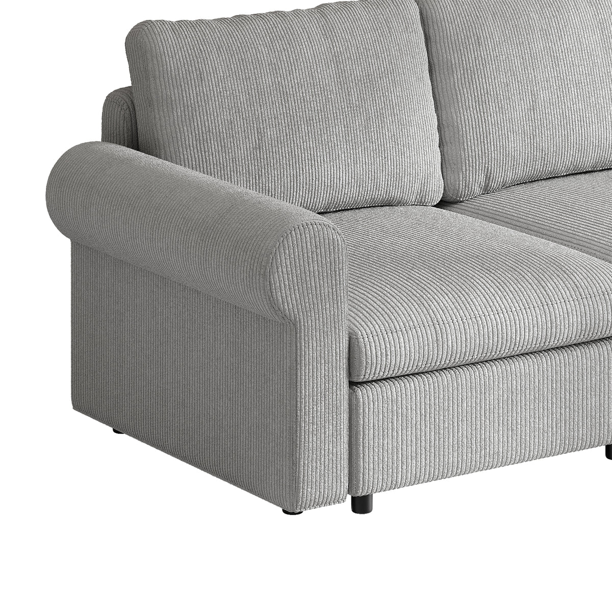 L-Shaped Modular Sofa in Dove Grey Corduroy - 29.5" W x 27.5" D Per Seat