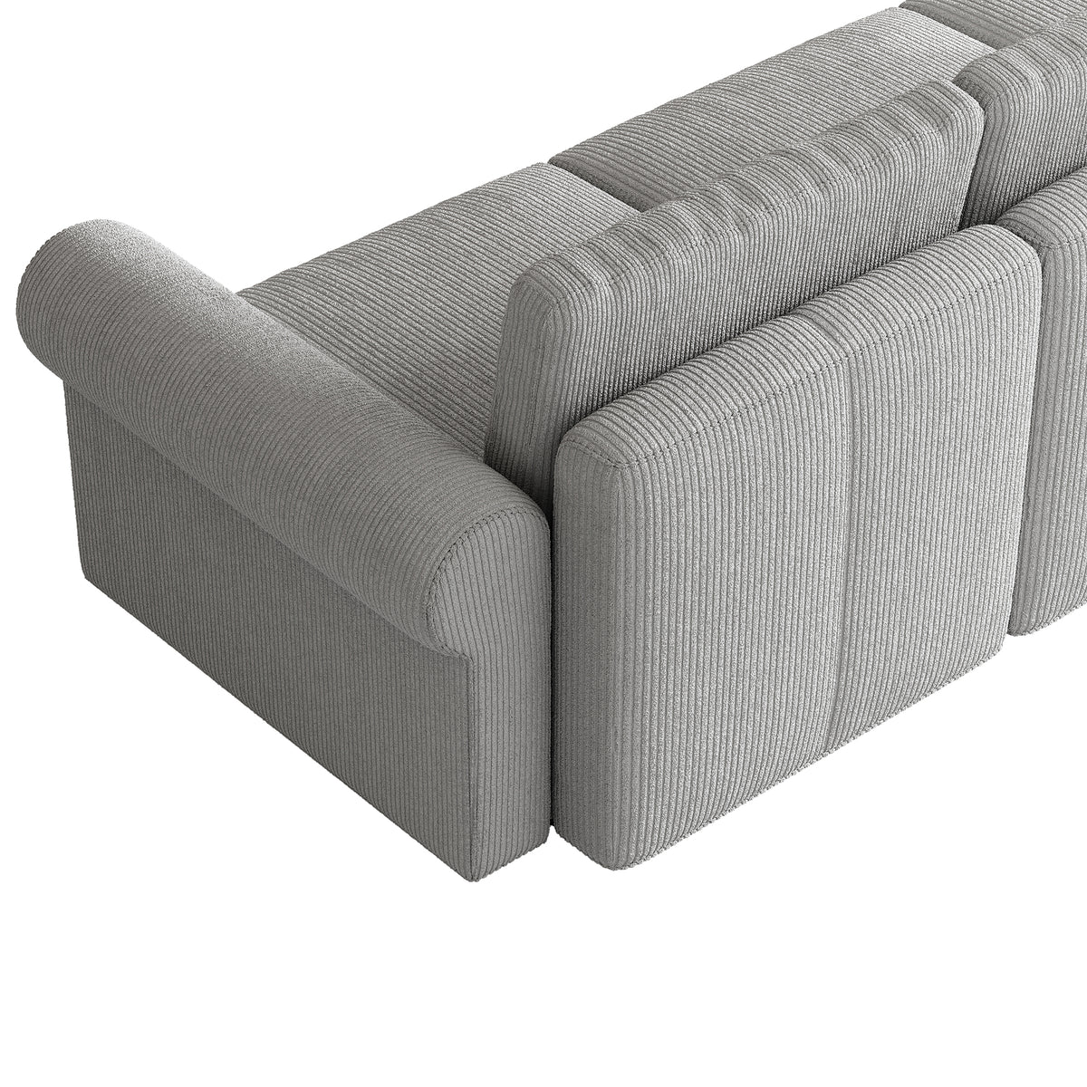 L-Shaped Modular Sofa in Dove Grey Corduroy - 29.5" W x 27.5" D Per Seat