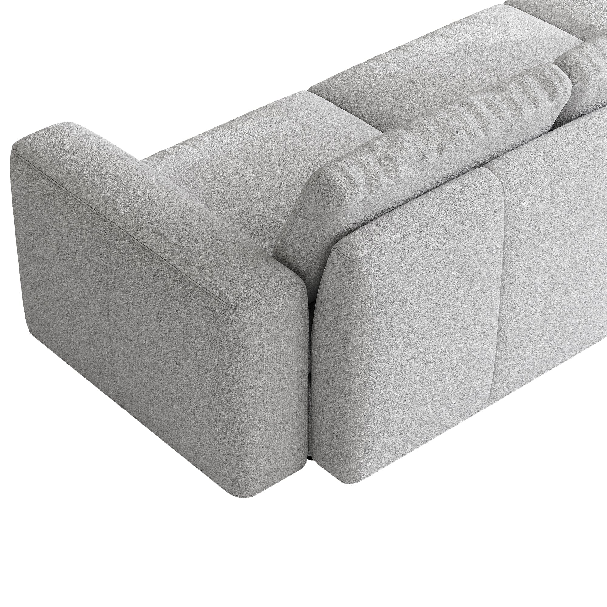 2-Seater Dove Grey Chenille Modular Sofa with Deep Seat