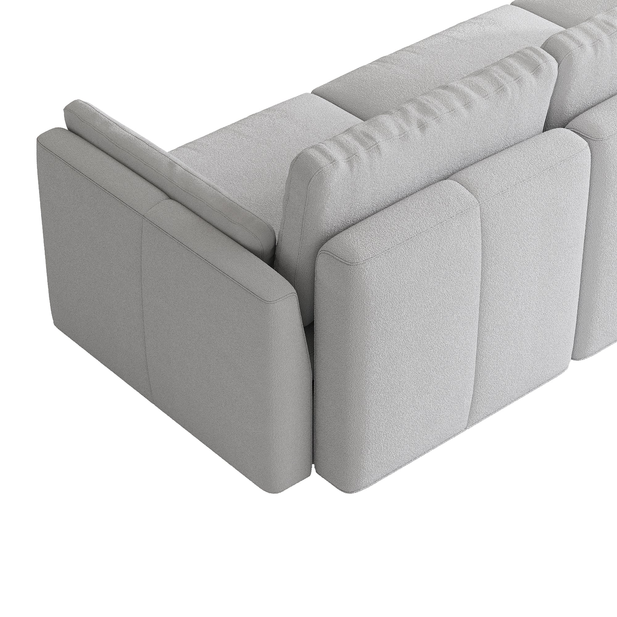 4-Seater Dove Grey Chenille Modular Sofa with Deep Seat