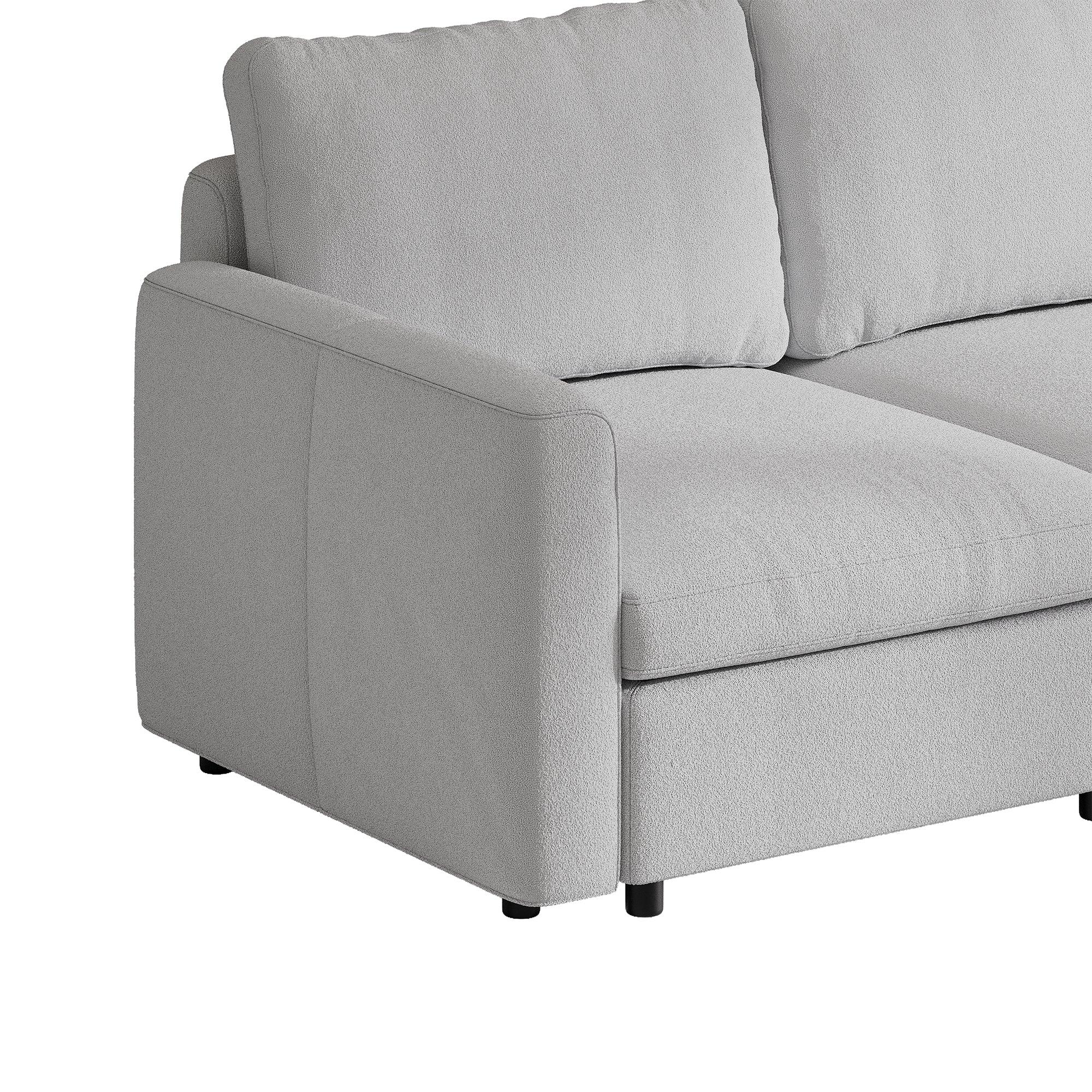 3-Seater Dove Grey Chenille Modular Sofa with Deep Seat