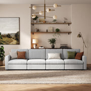 4-Seater Dove Grey Chenille Modular Sofa with Deep Seat