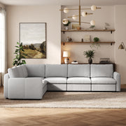 L-Shaped Modular Sofa in Dove Grey Chenille - 29.5" W x 27.5" D Per Seat