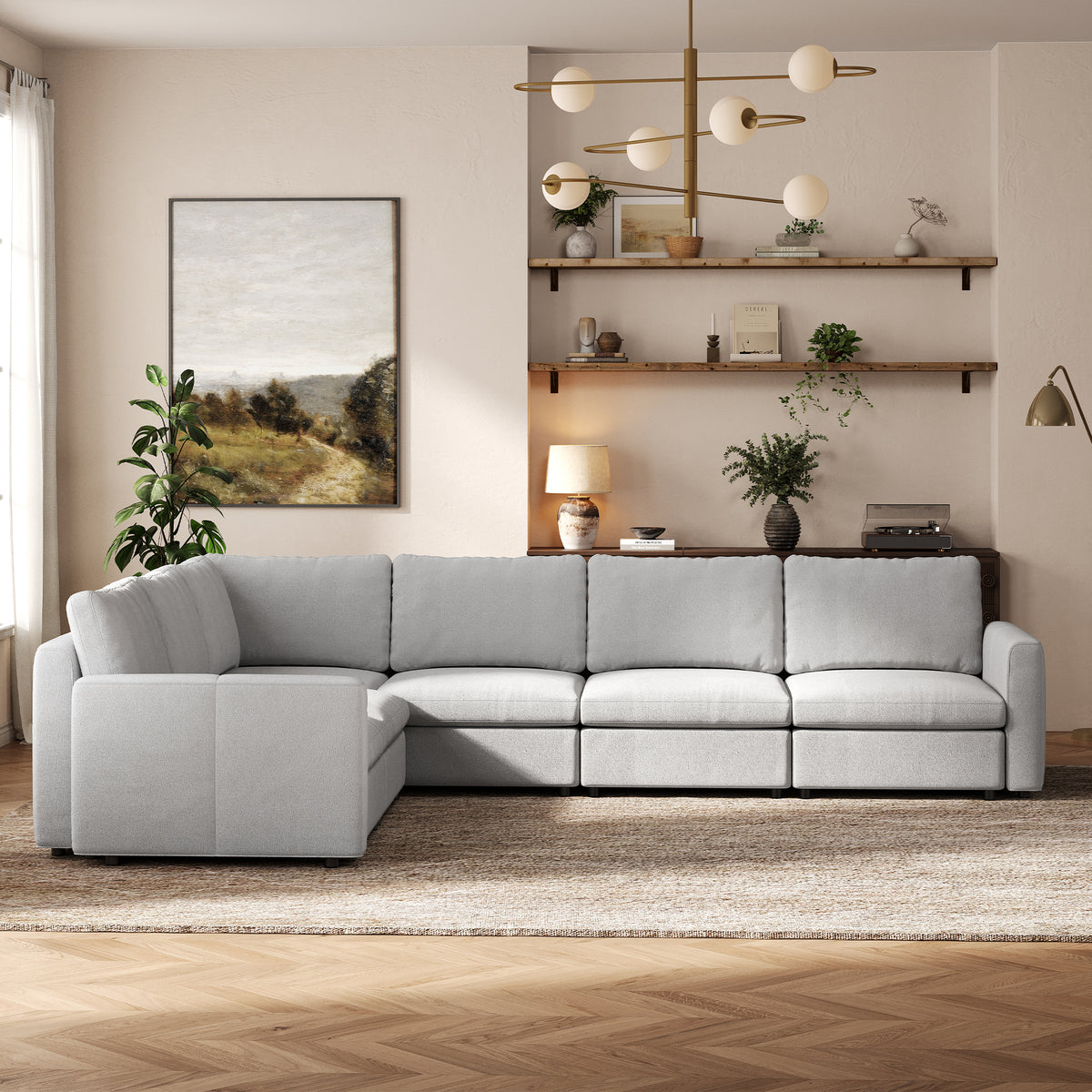 Modular Sectional Sofa - Box Arm, Storage Seat, Box Backrest - 29.5" W x 27.5" D Per Seat