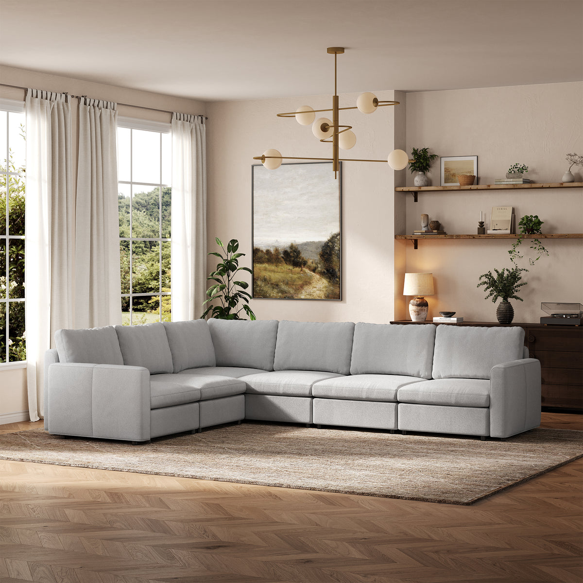 Modular Sectional Sofa - Box Arm, Storage Seat, Box Backrest - 29.5" W x 27.5" D Per Seat