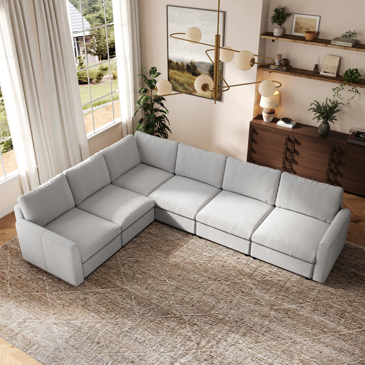 Modular Sectional Sofa - Box Arm, Storage Seat, Box Backrest - 29.5" W x 27.5" D Per Seat