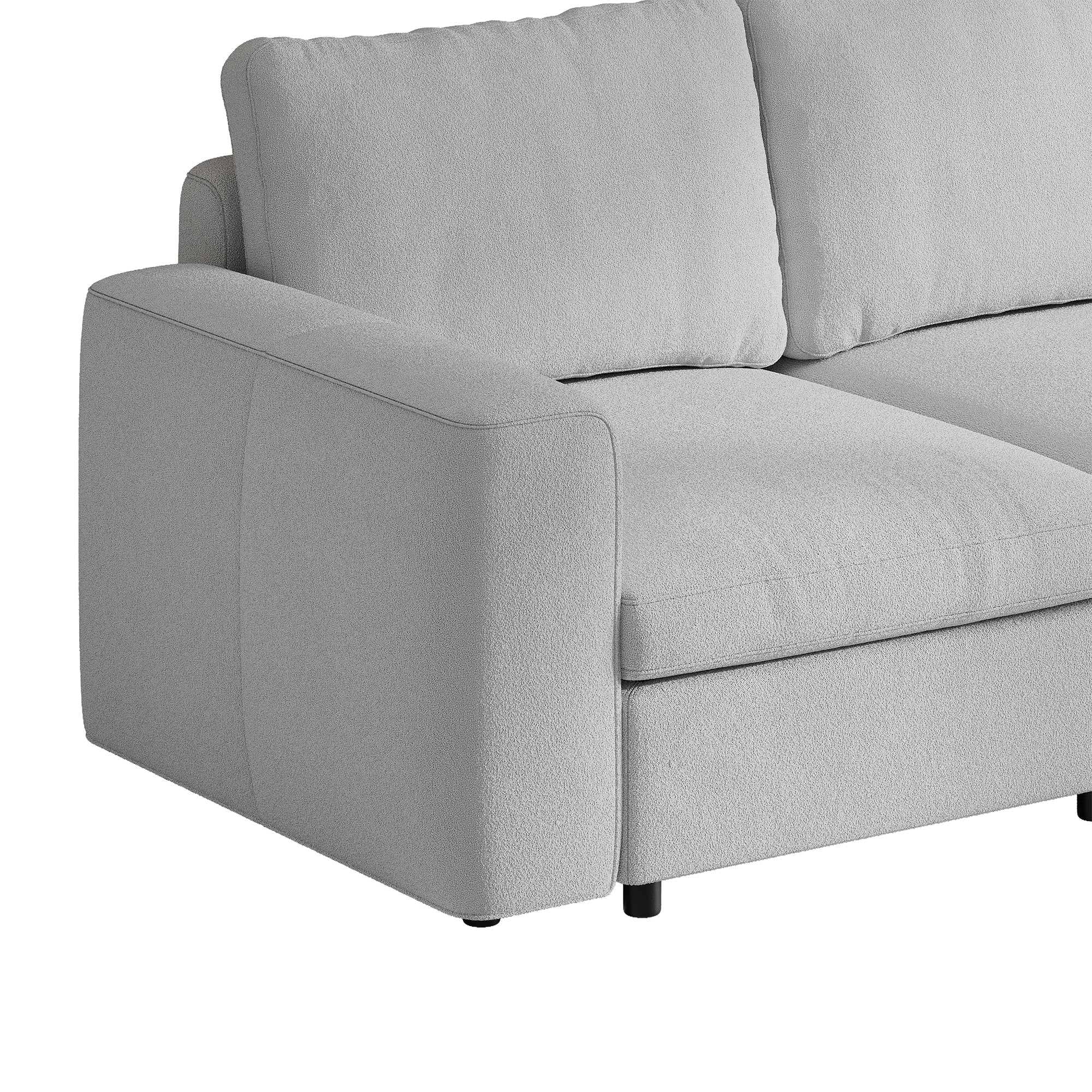 2-Seater Dove Grey Chenille Modular Sofa with Deep Seat