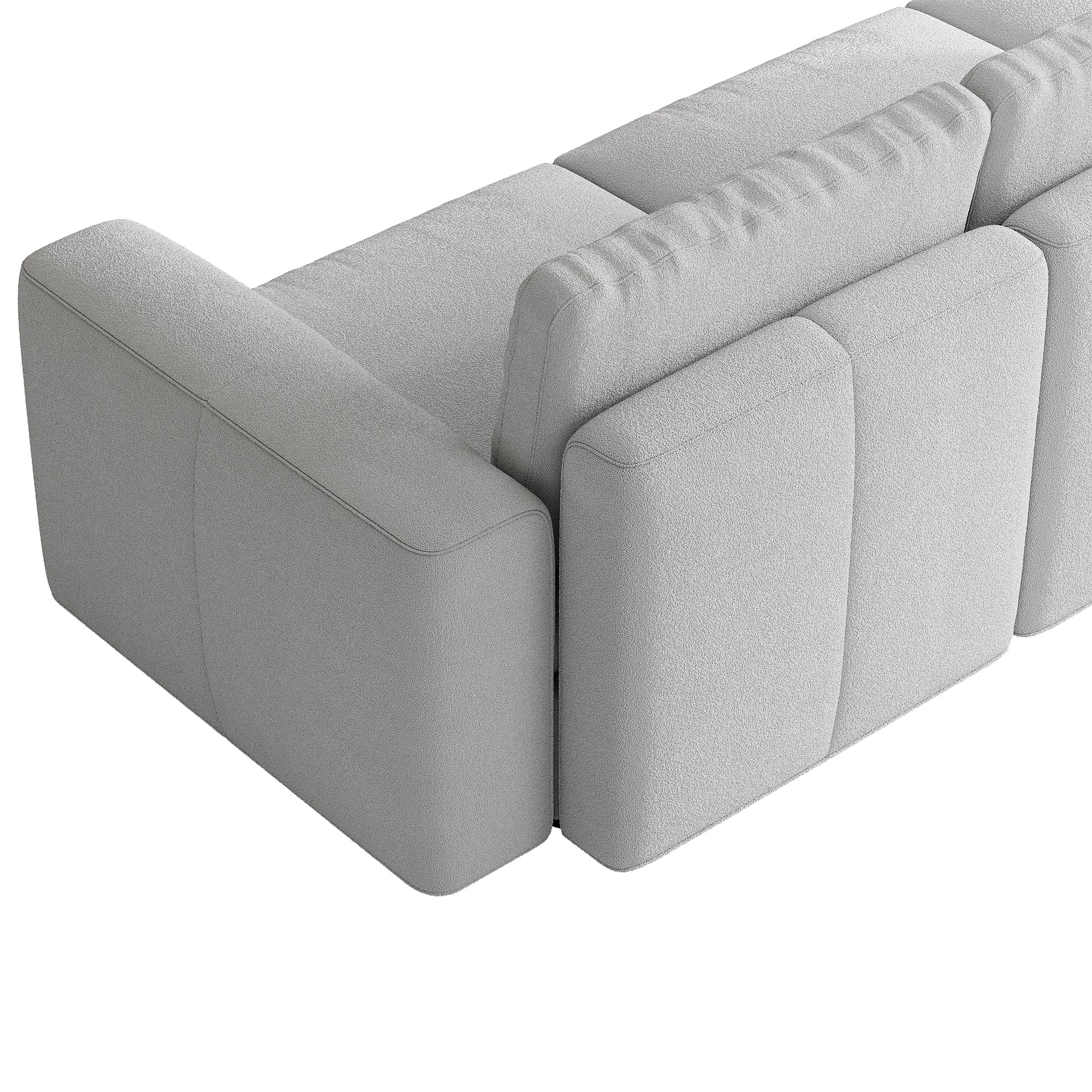 4-Seater Dove Grey Chenille Modular Sofa with Deep Seat