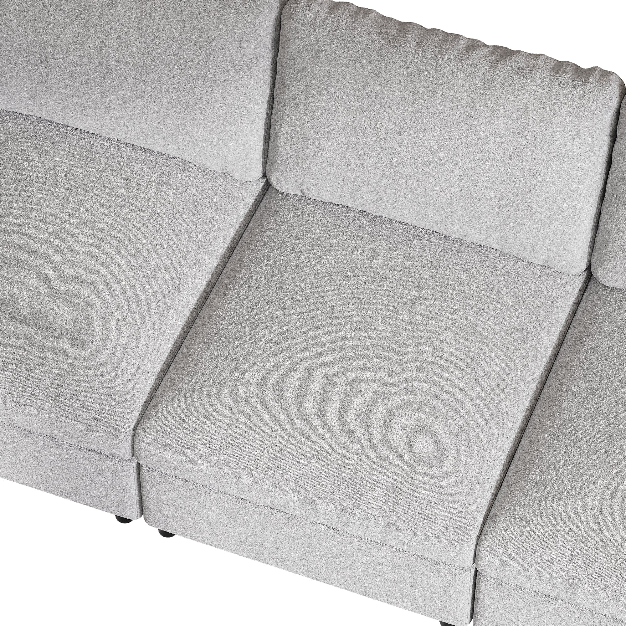 2-Seater Dove Grey Chenille Modular Sofa with Deep Seat