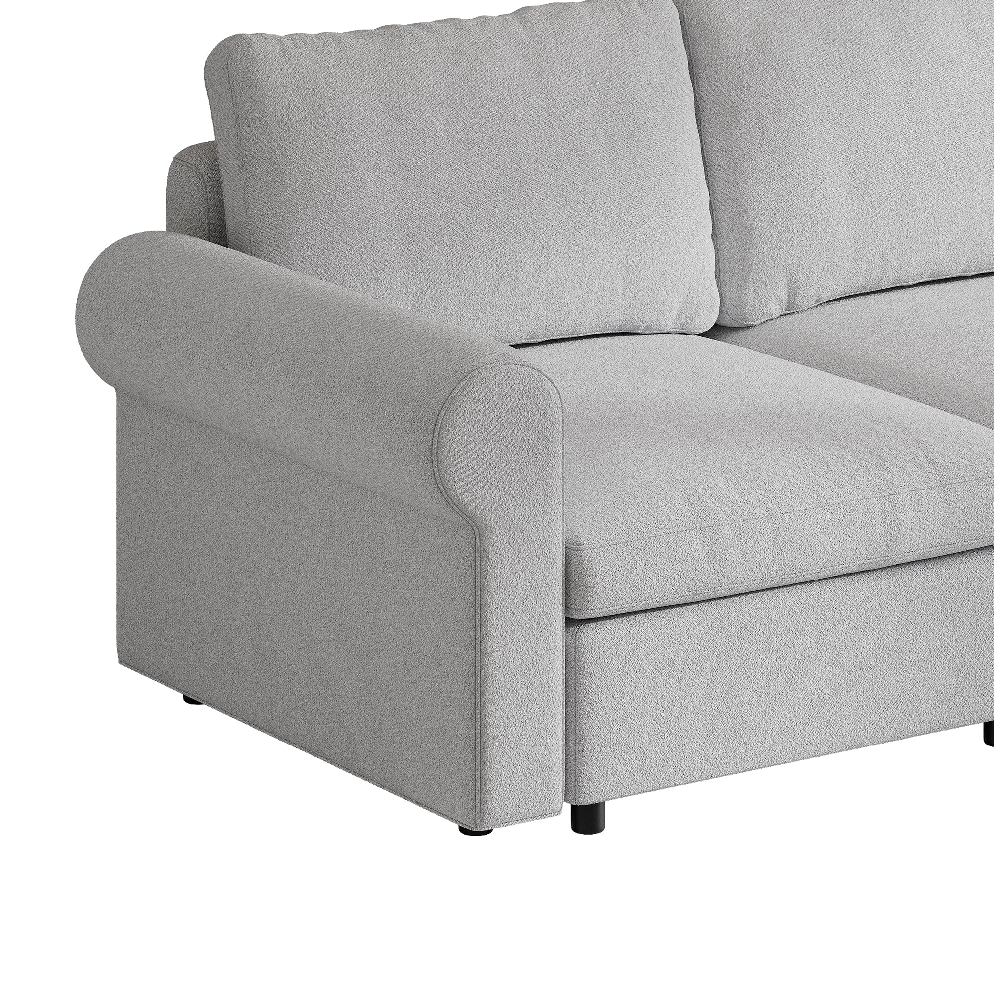 3-Seater Dove Grey Chenille Modular Sofa with Deep Seat