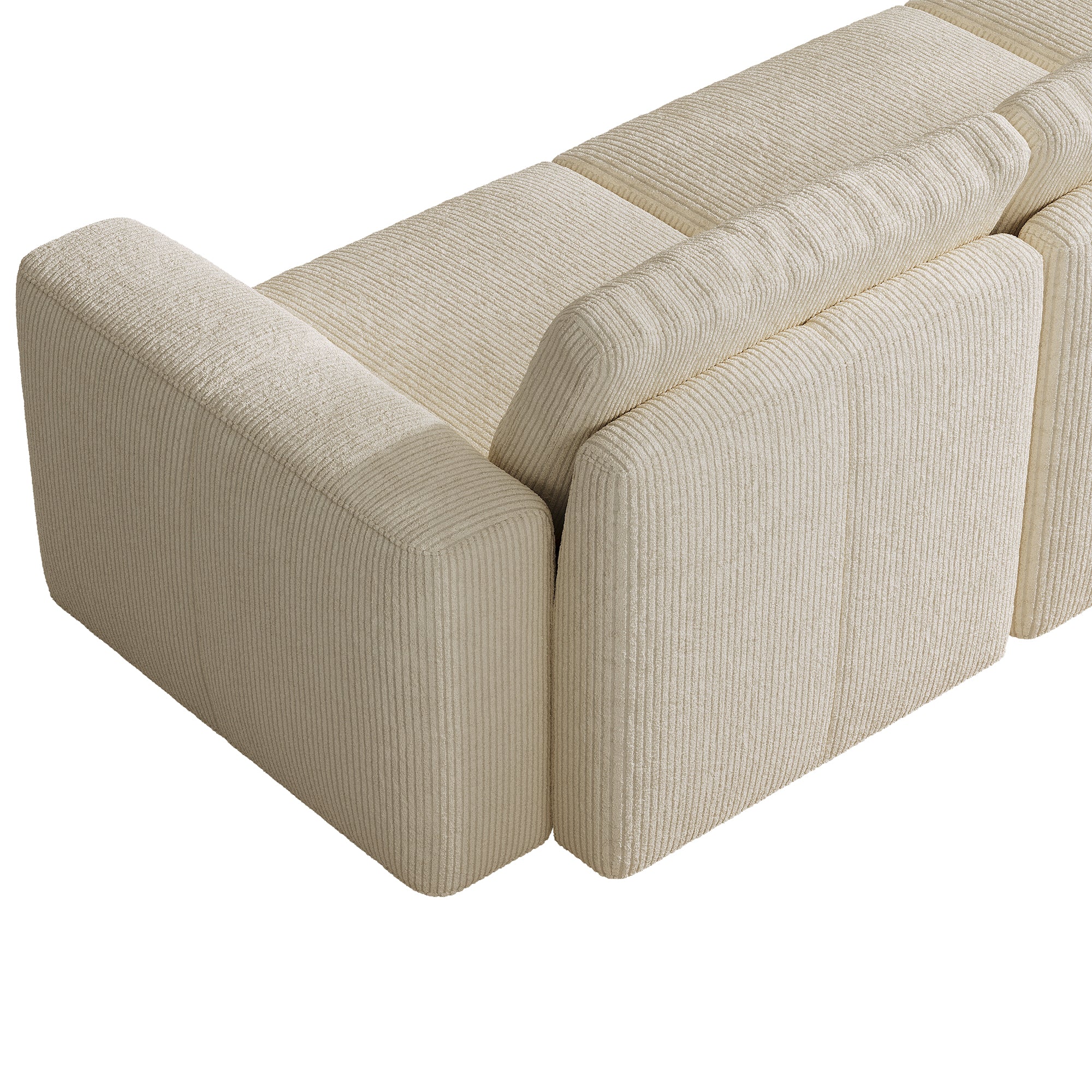 2-Seater Cream Corduroy Modular Sofa with Deep Seat