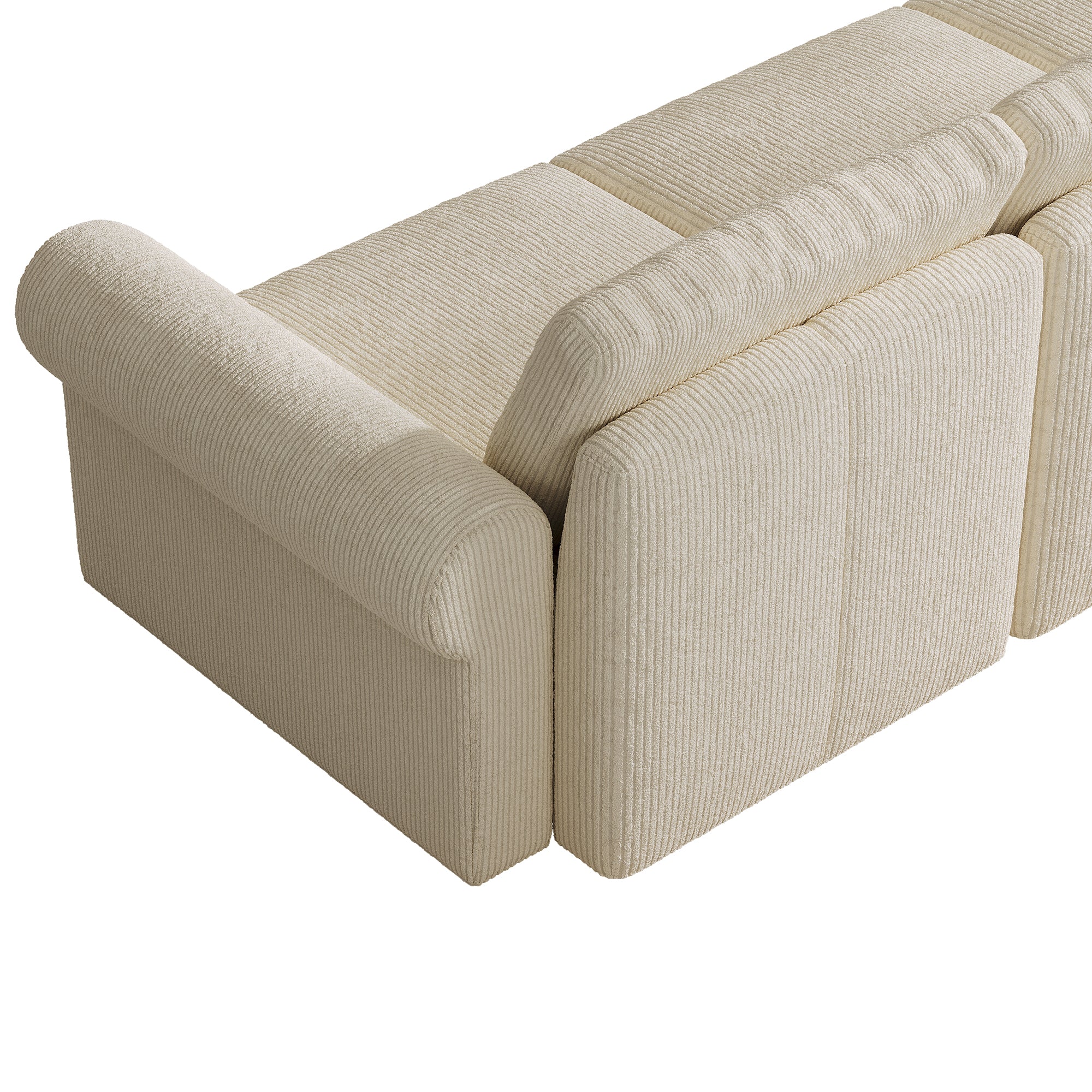 2-Seater Cream Corduroy Modular Sofa with Deep Seat