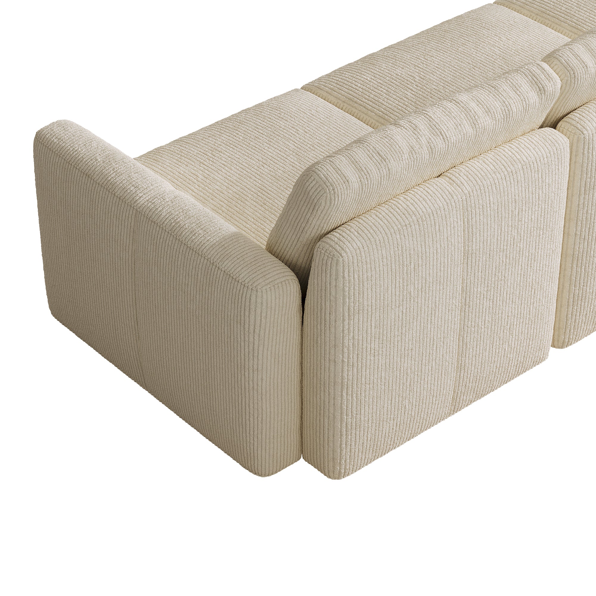 4-Seater Cream Corduroy Modular Sofa with Deep Seat