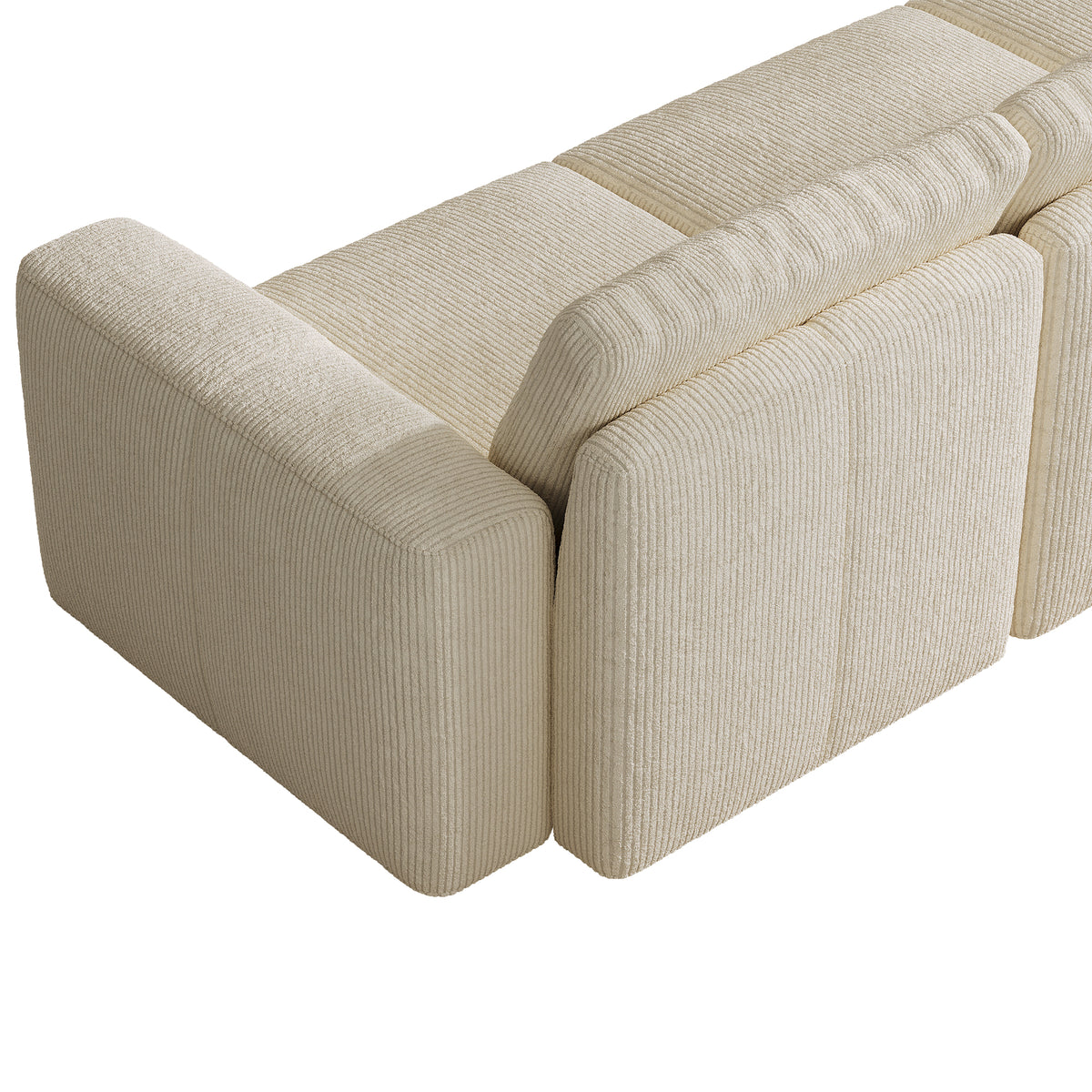 L-Shaped Modular Sofa in Cream Corduroy - 29.5" W x 27.5" D Per Seat