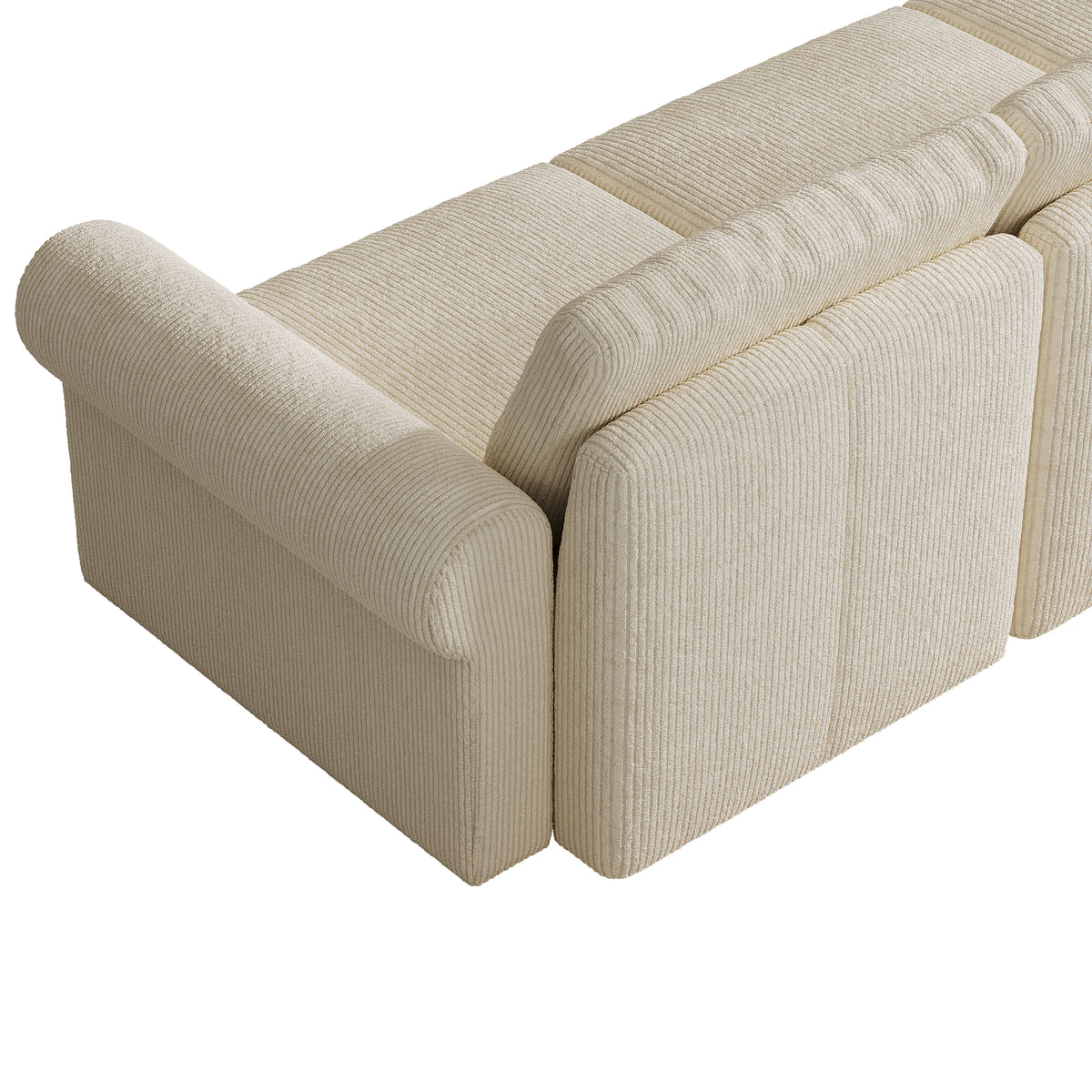 L-Shaped Modular Sofa in Cream Corduroy - 29.5" W x 27.5" D Per Seat
