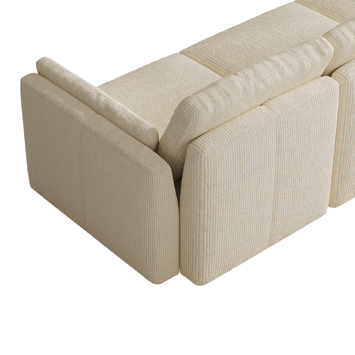 L-Shaped Modular Sofa in Cream Corduroy - 29.5" W x 27.5" D Per Seat