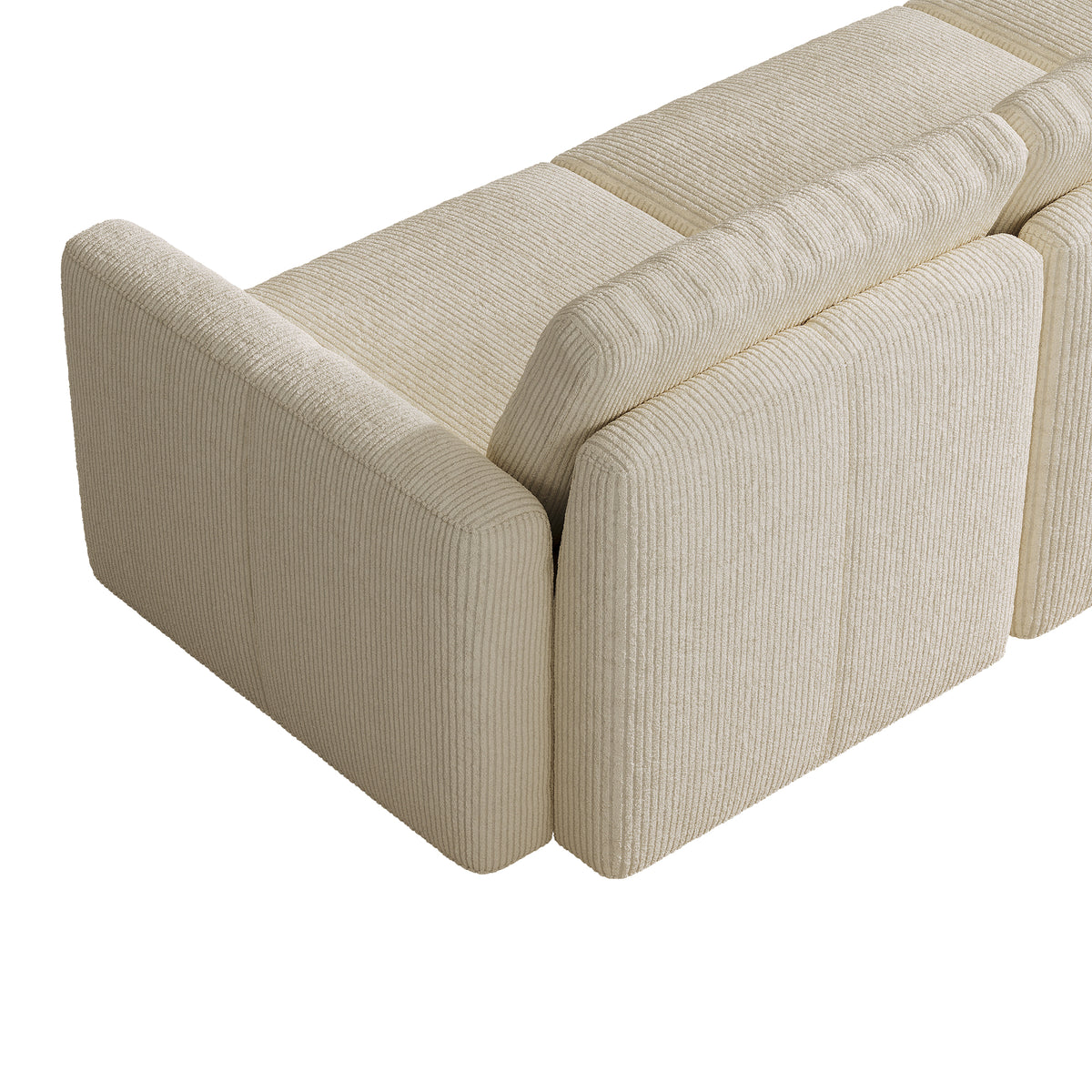 L-Shaped Modular Sofa in Cream Corduroy - 29.5" W x 27.5" D Per Seat