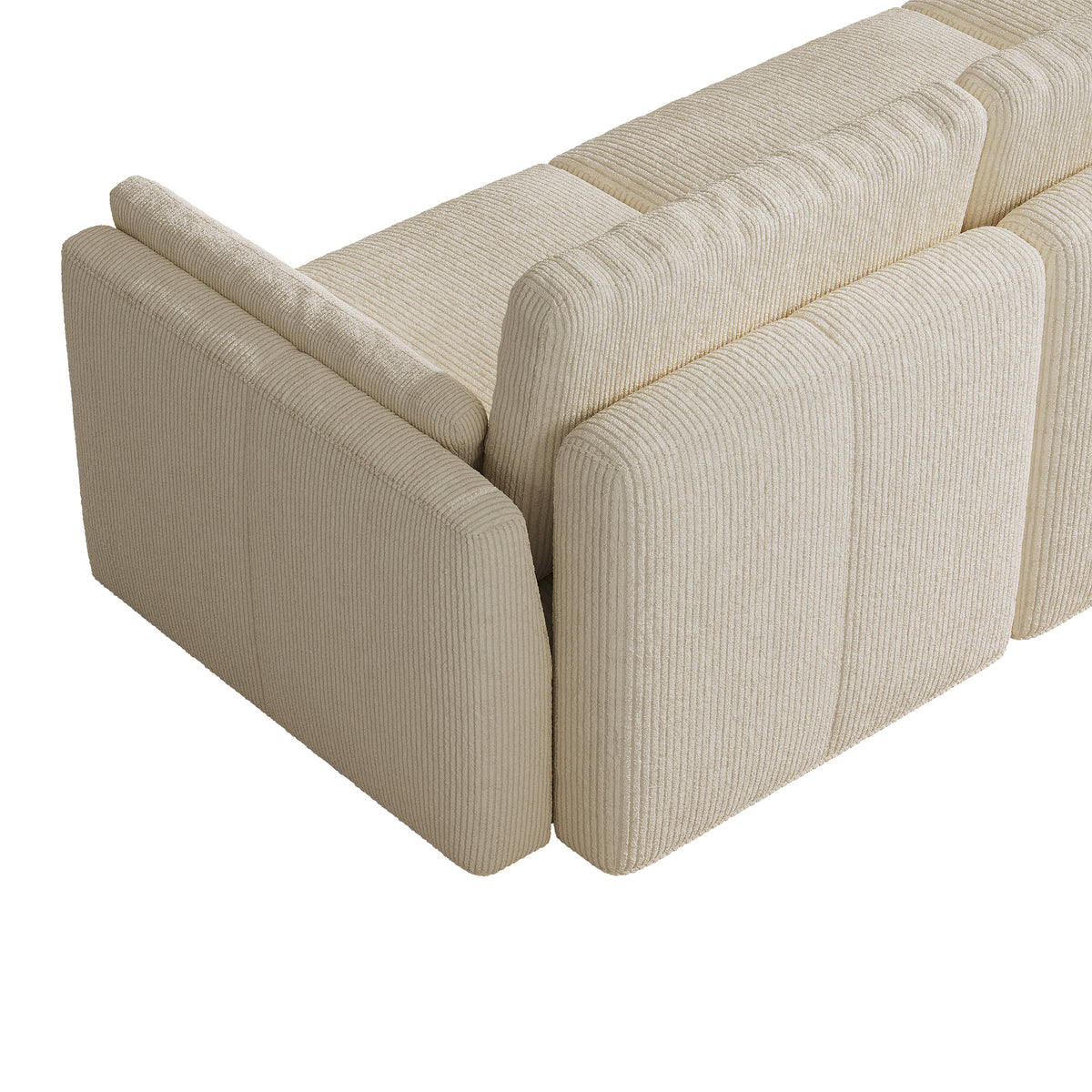 L-Shaped Modular Sofa in Cream Corduroy - 29.5" W x 27.5" D Per Seat