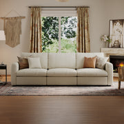 3-Seater Cream Corduroy Modular Sofa with Deep Seat