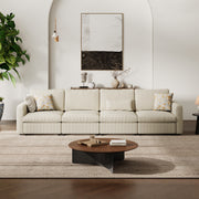 4-Seater Cream Corduroy Modular Sofa with Deep Seat