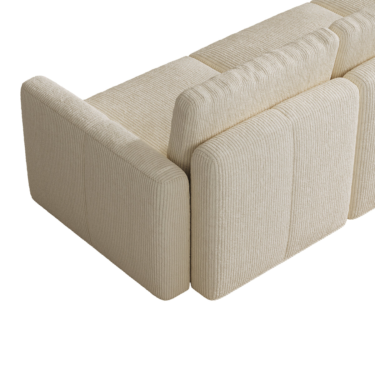 L-Shaped Modular Sofa in Cream Corduroy - 29.5" W x 27.5" D Per Seat