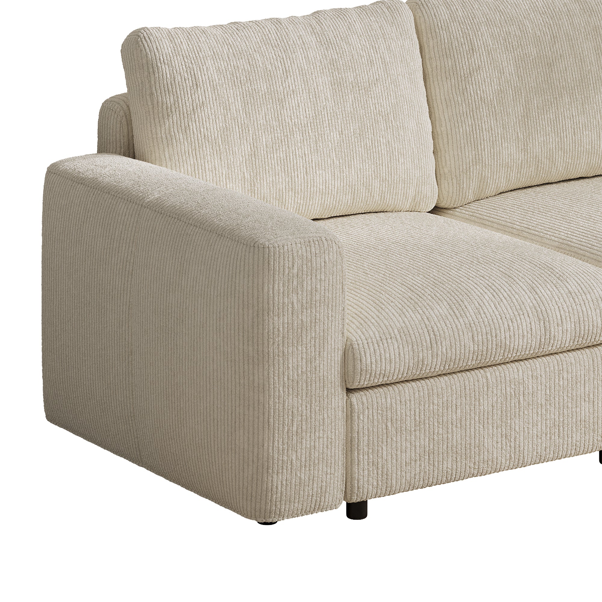 4-Seater Cream Corduroy Modular Sofa with Deep Seat