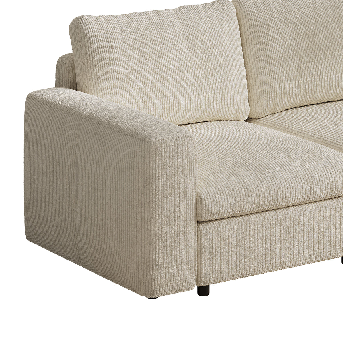 L-Shaped Modular Sofa in Cream Corduroy - 29.5" W x 27.5" D Per Seat