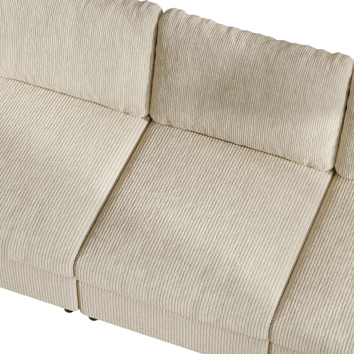 L-Shaped Modular Sofa in Cream Corduroy - 29.5" W x 27.5" D Per Seat