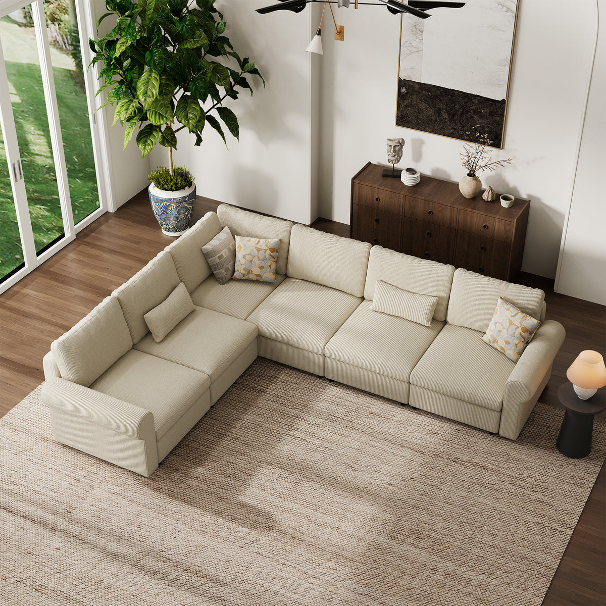 Modular Sectional Sofa - Rounded Arm, Standard Seat, Box Backrest - 29.5" W x 27.5" D Per Seat