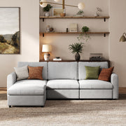 3-Seater + Ottoman Dove Grey Chenille Modular Sofa with Deep Seat