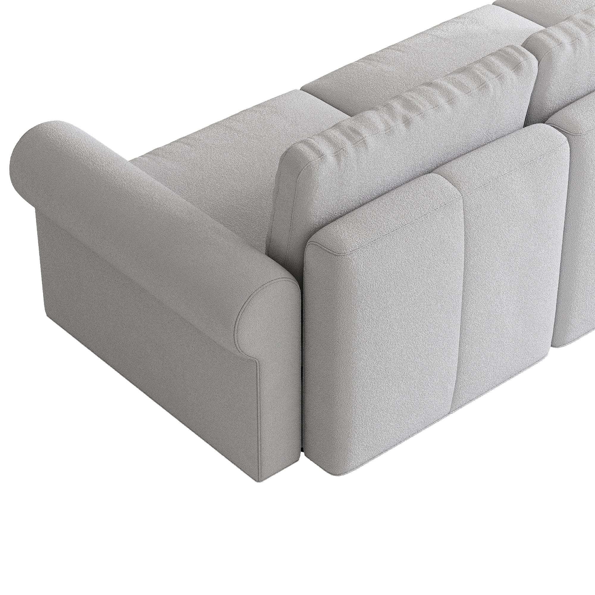 3-Seater + Ottoman Dove Grey Chenille Modular Sofa with Deep Seat