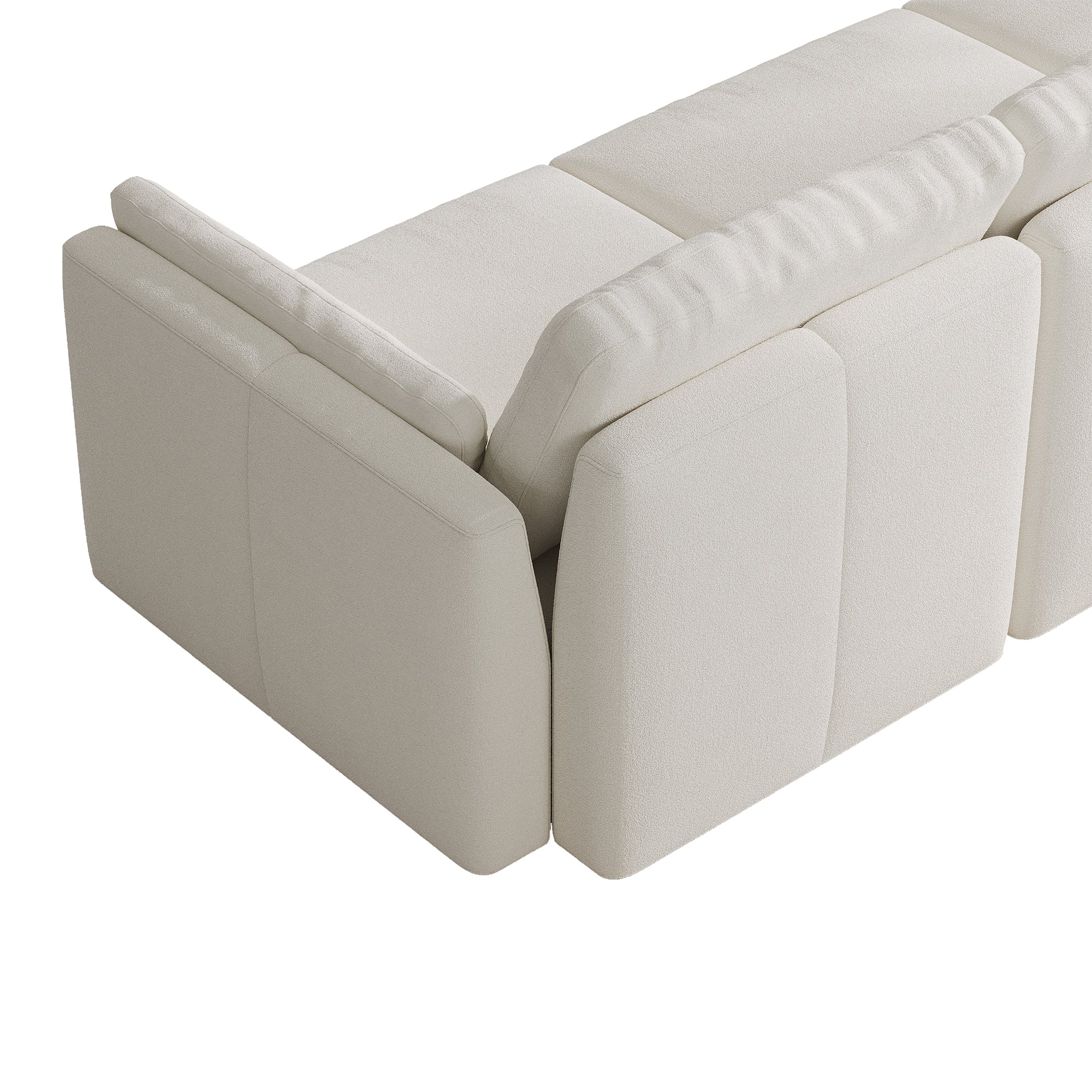 3-Seater Cream Chenille Modular Sofa with Deep Seat