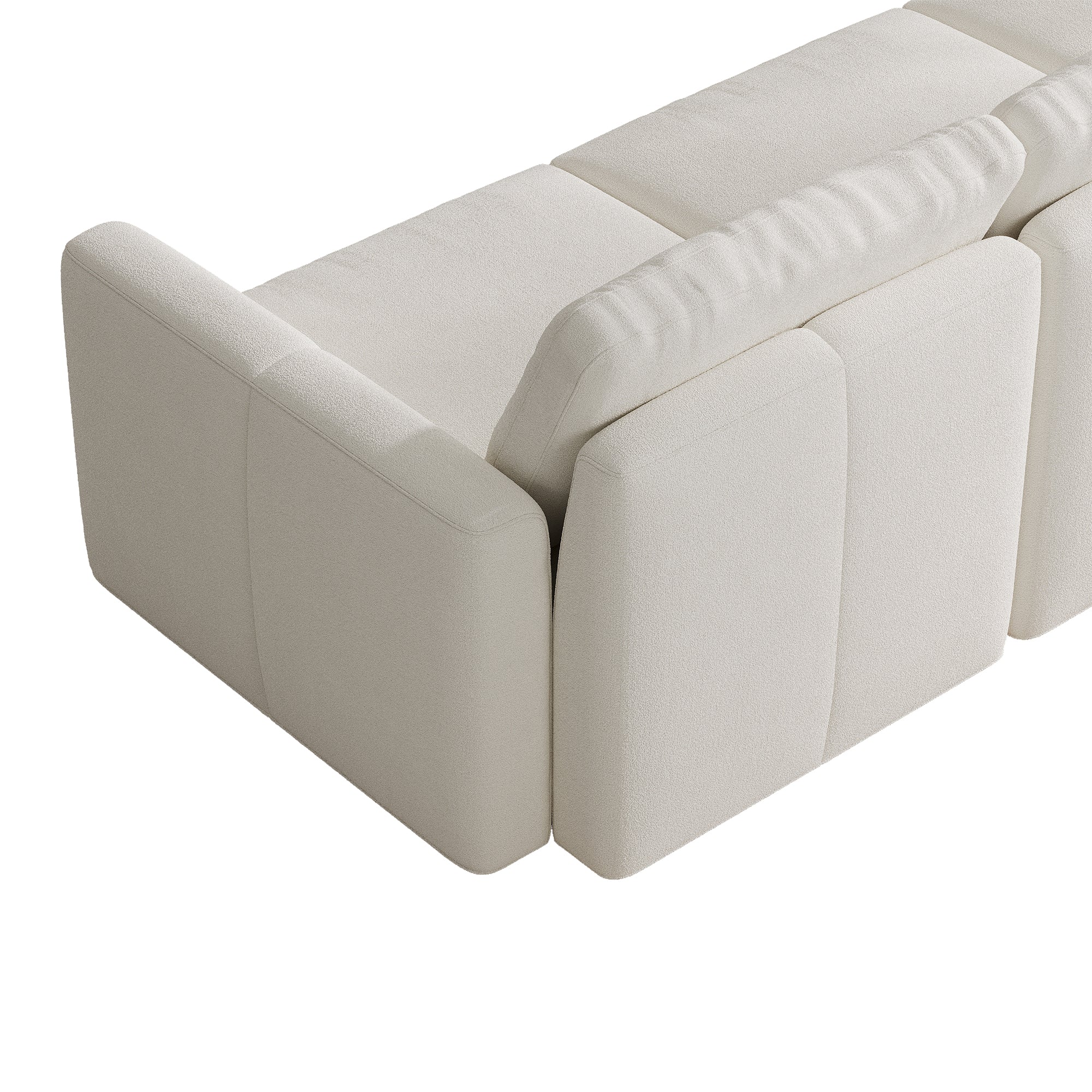 3-Seater Cream Chenille Modular Sofa with Deep Seat