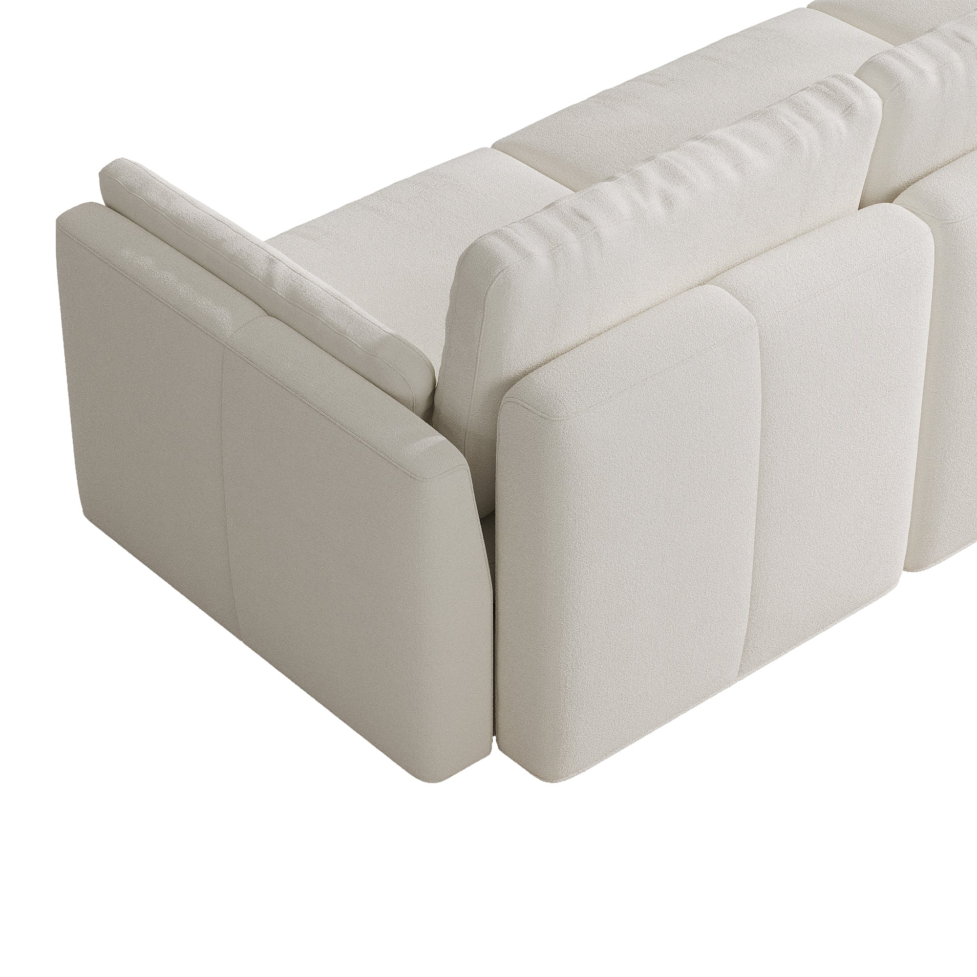 3-Seater Cream Chenille Modular Sofa with Deep Seat
