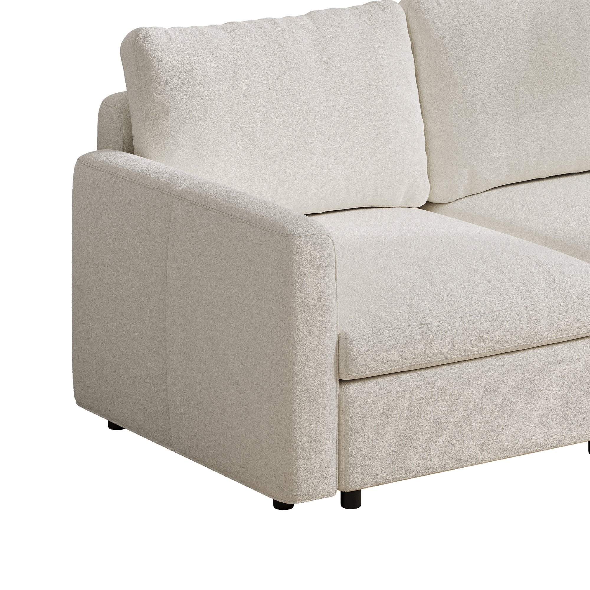 3-Seater + Ottoman Cream Chenille Modular Sofa with Deep Seat