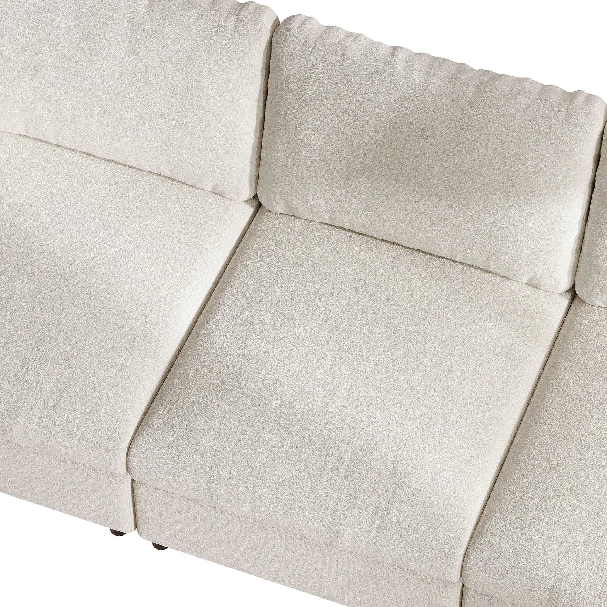 3-Seater Cream Chenille Modular Sofa with Deep Seat