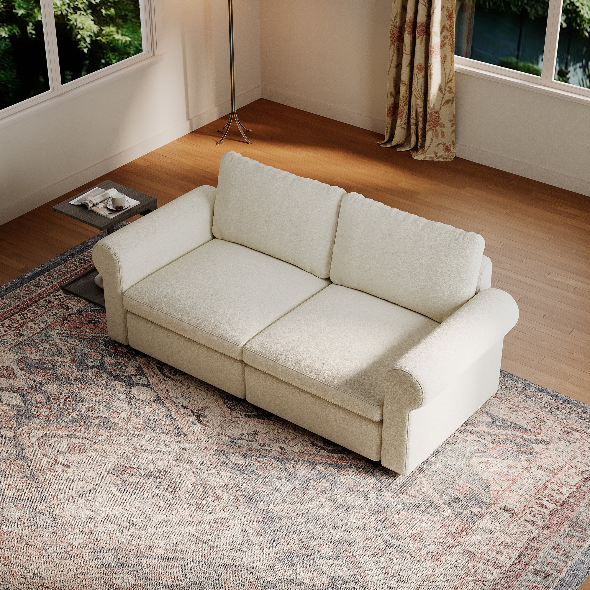 Modular Deep Seat Loveseat in Cream Chenille