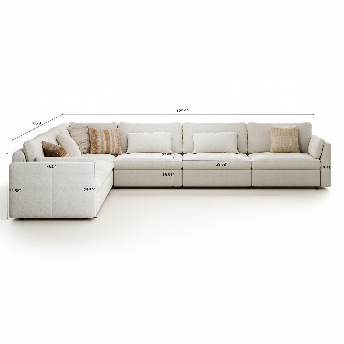 Modular Sectional Sofa - Slim-Profile Arm, Standard Seat, Slim-Profile Backrest - 29.5" W x 27.5" D Per Seat