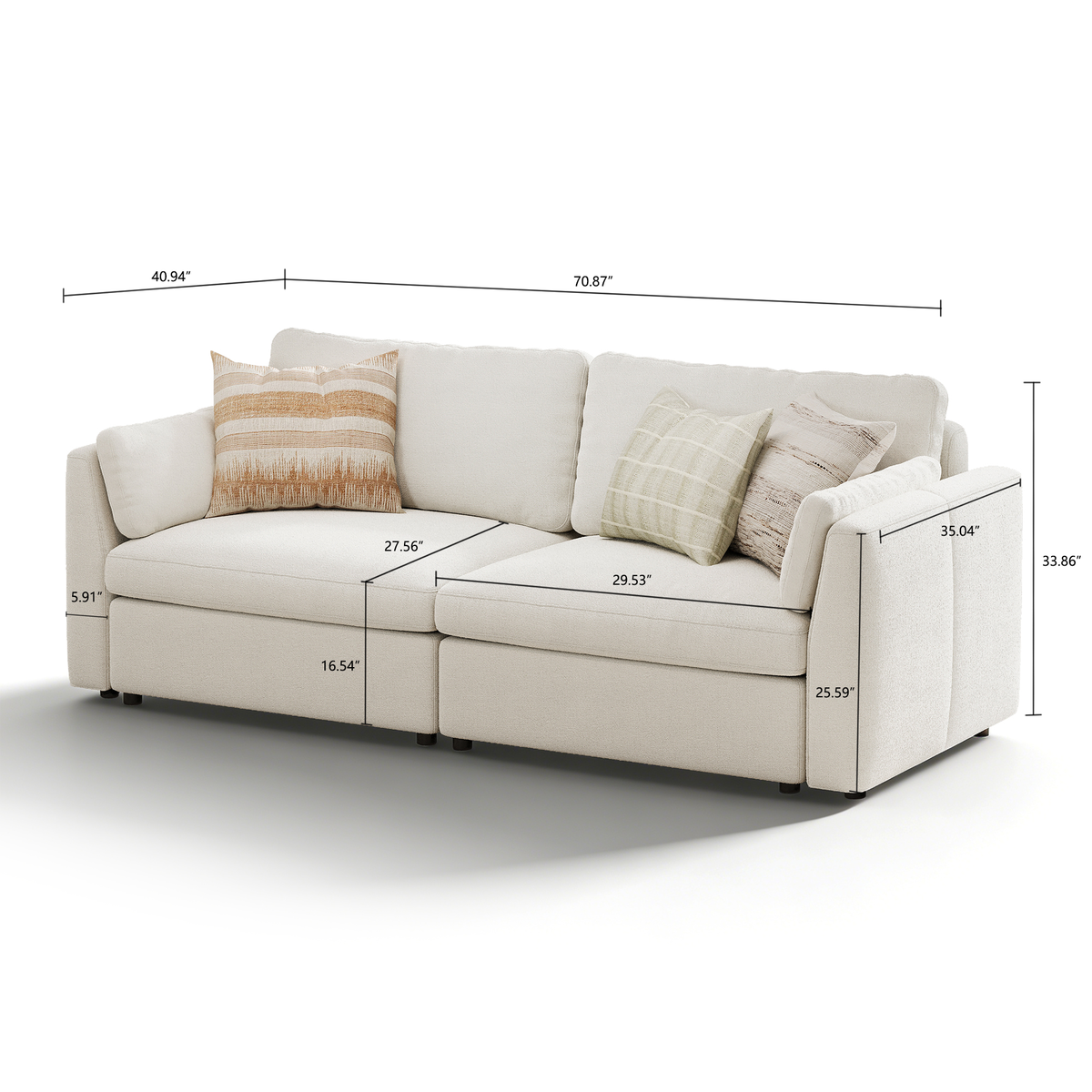 Modular Sectional Sofa - Slim-Profile Arm, Standard Seat, Slim-Profile Backrest - 29.5" W x 27.5" D Per Seat