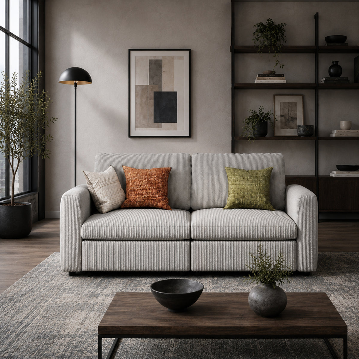 Modular Sectional Sofa - Box Arm, Storage Seat, Box Backrest - 35" W x 22" D Per Seat