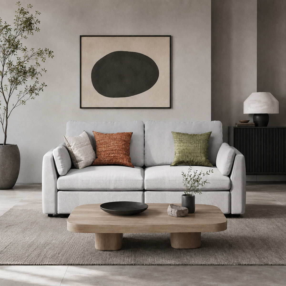 Modular Sectional Sofa - Slim-Profile Arm, Standard Seat, Box Backrest - 35" W x 22" D Per Seat