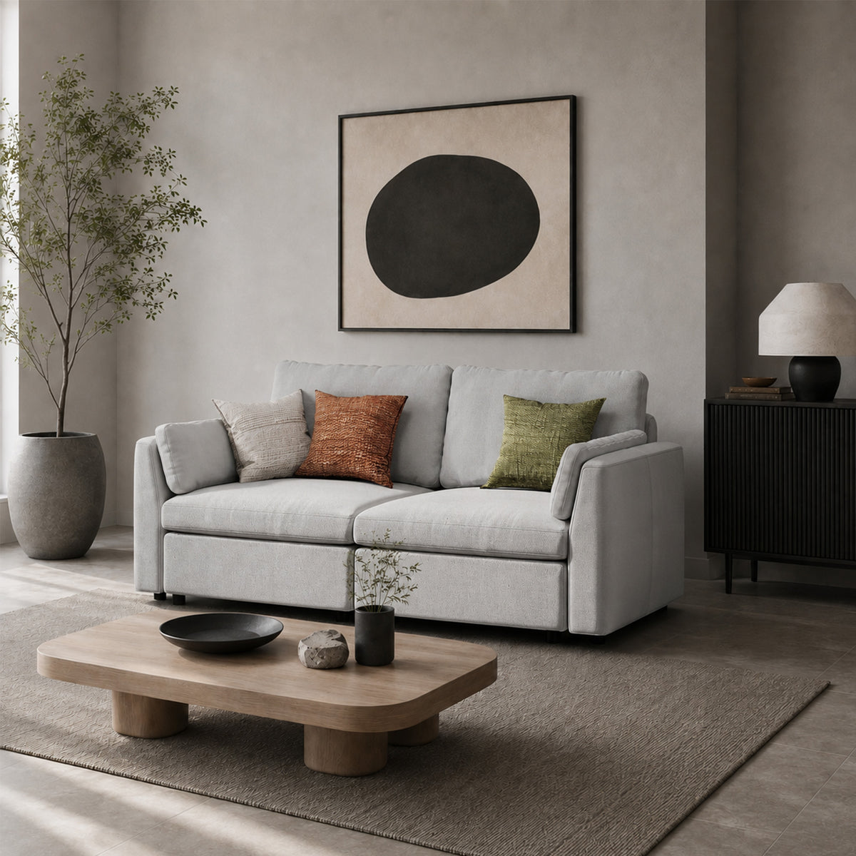 Modular Sectional Sofa - Slim-Profile Arm, Standard Seat, Box Backrest - 35" W x 22" D Per Seat