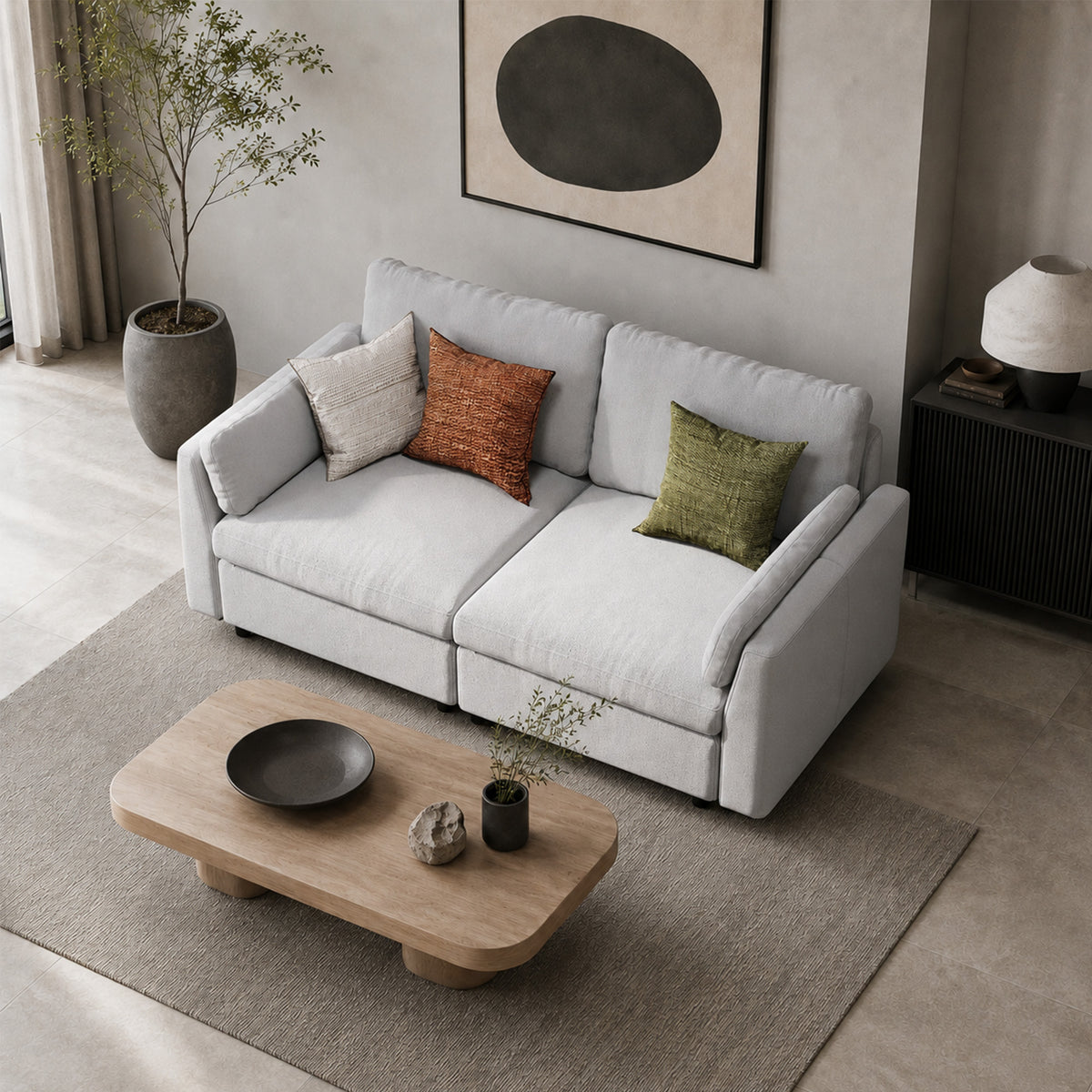 Modular Sectional Sofa - Slim-Profile Arm, Standard Seat, Box Backrest - 35" W x 22" D Per Seat