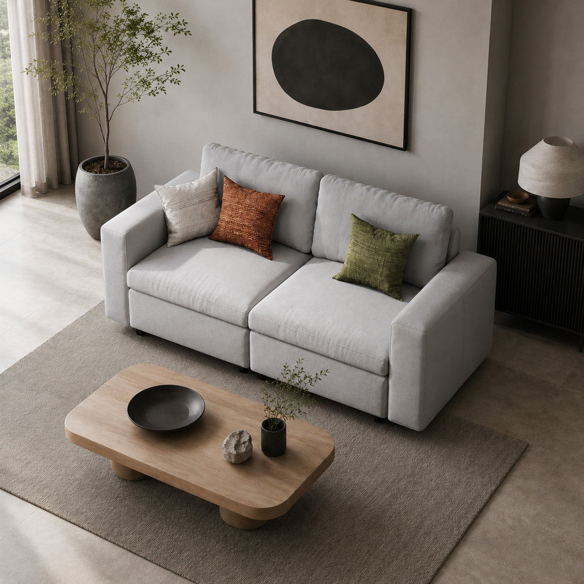 Modular Sectional Sofa - Box Arm, Storage Seat, Box Backrest - 35" W x 22" D Per Seat