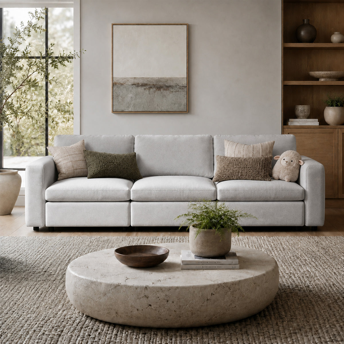 Modular Sectional Sofa - Box Arm, Storage Seat, Box Backrest - 35" W x 22" D Per Seat