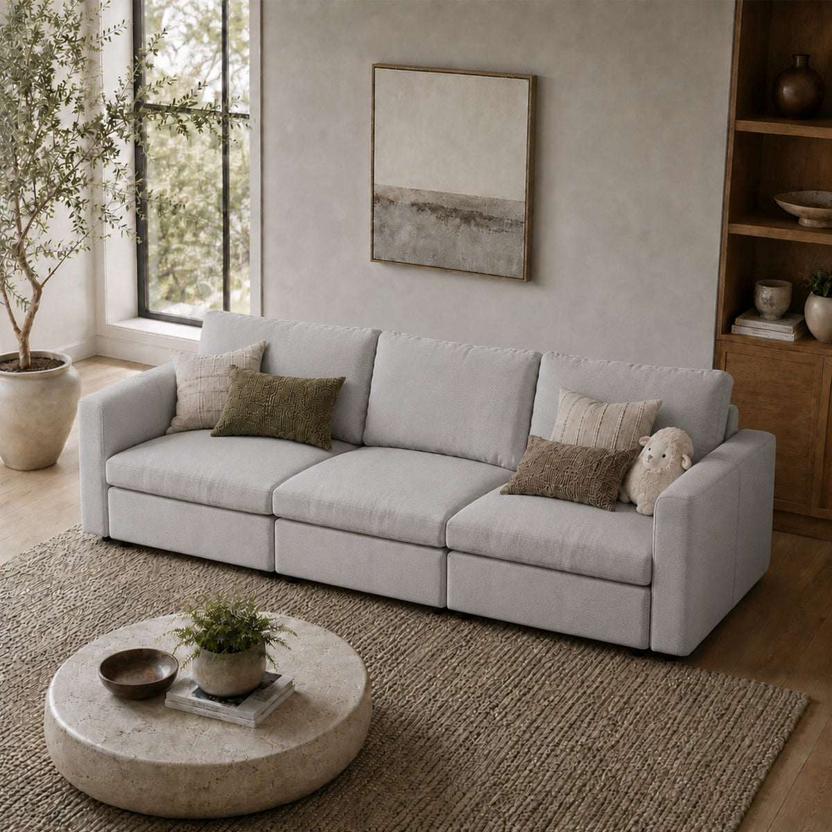 Modular Sectional Sofa - Box Arm, Storage Seat, Box Backrest - 35" W x 22" D Per Seat